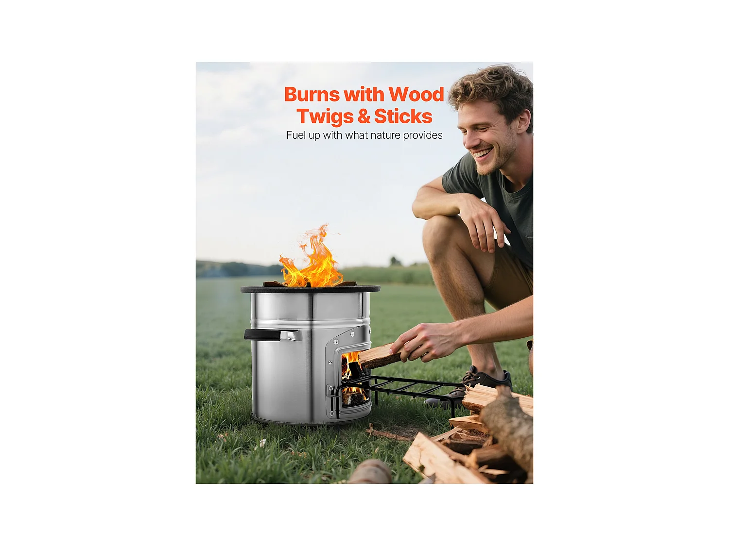 Rakietowy Piecyk Kempingowy SucceBuy, Przenośny Piec na Drewno ze Stali Nierdzewnej, z Torbą Transportową, Piec Rakietowy do Gotowania i Ogrzewania