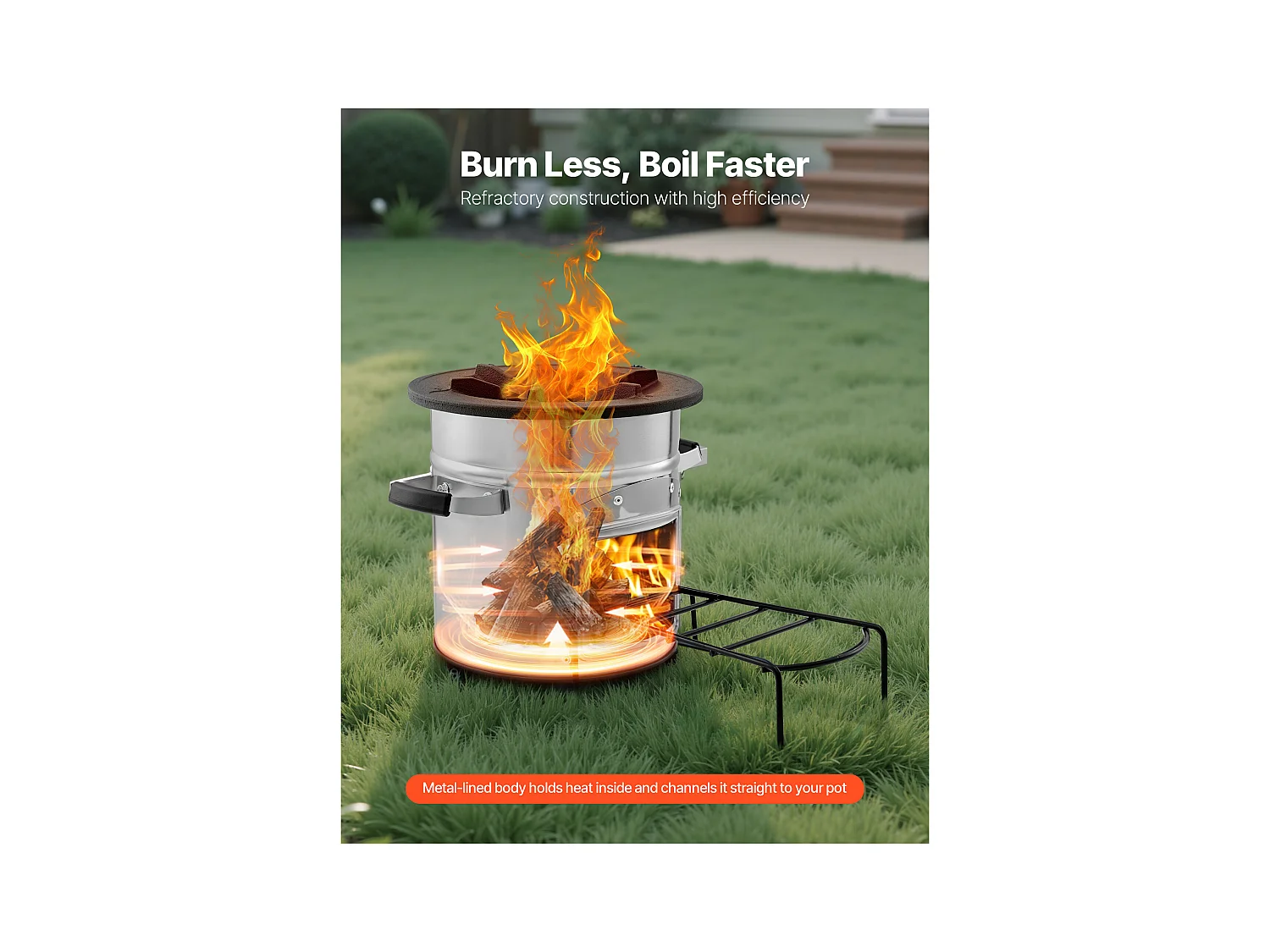 Rakietowy Piecyk Kempingowy SucceBuy, Przenośny Piec na Drewno ze Stali Nierdzewnej, z Torbą Transportową, Piec Rakietowy do Gotowania i Ogrzewania