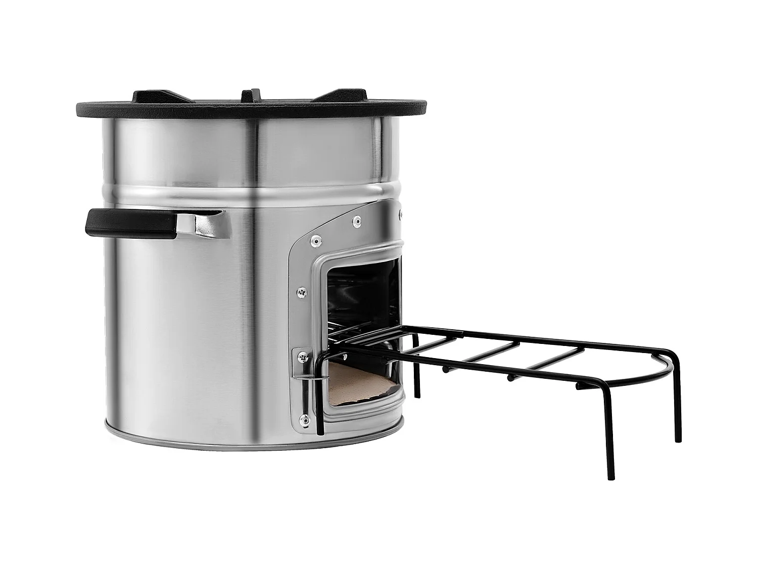 Fogão de Acampamento Foguete SucceBuy, Fogão a Lenha Portátil em Aço Inoxidável, com Bolsa de Transporte, Porta Única, Fogão Foguete para Cozinha e Aquecimento