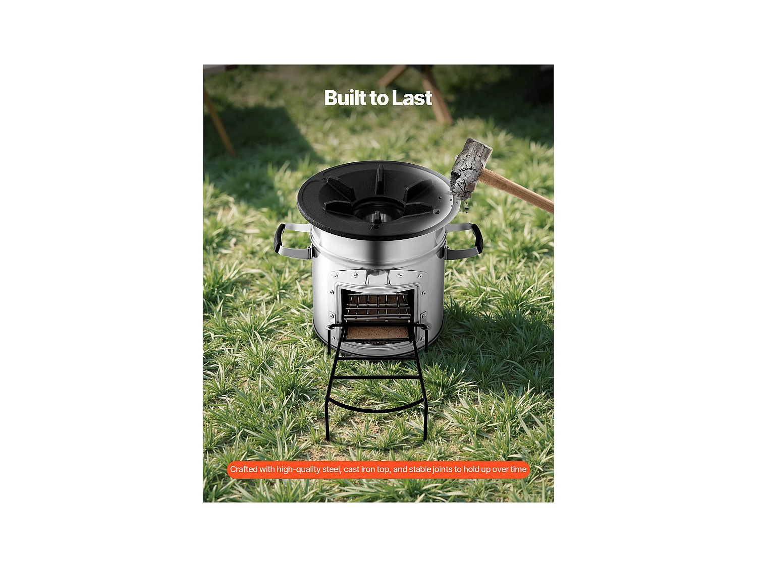 Fogão de Acampamento Foguete SucceBuy, Fogão a Lenha Portátil em Aço Inoxidável, com Bolsa de Transporte, Porta Única, Fogão Foguete para Cozinha e Aquecimento