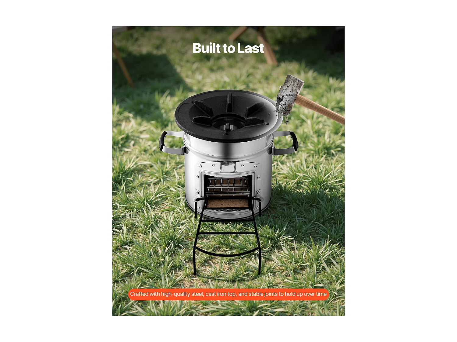 Réchaud Camping Rocket SucceBuy, Poêle à Bois Portable en Acier Inoxydable, avec Sac de Transport, Porte Simple, Réchaud à Fusée pour Cuisine et Chauffe