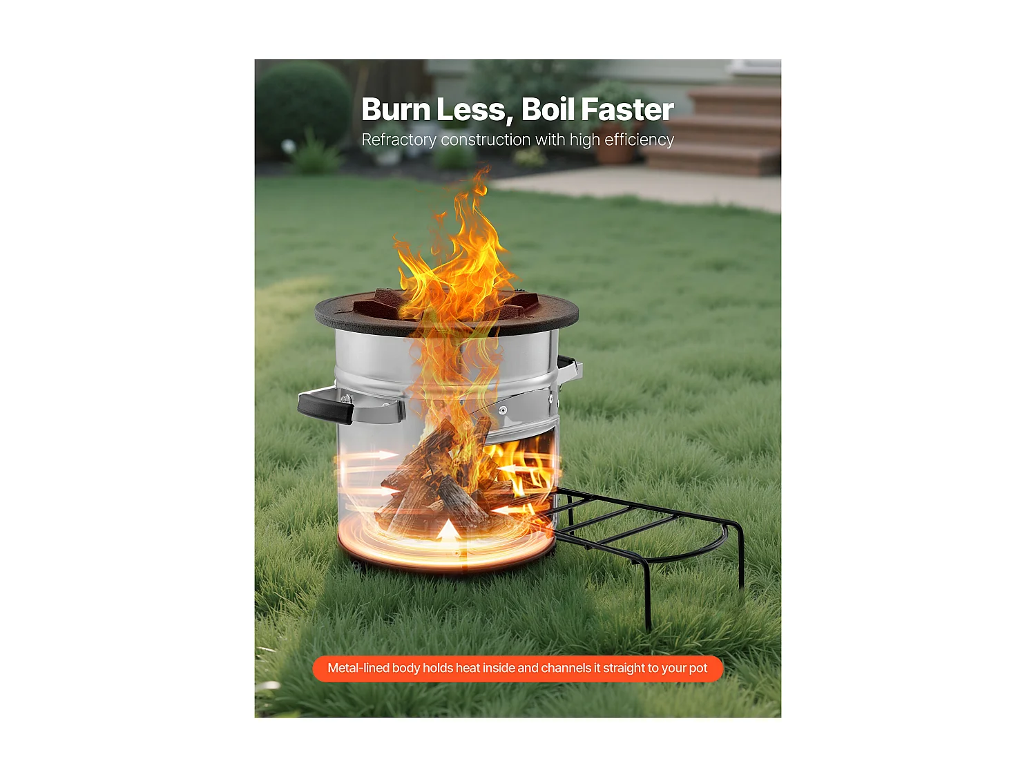 Réchaud Camping Rocket SucceBuy, Poêle à Bois Portable en Acier Inoxydable, avec Sac de Transport, Porte Simple, Réchaud à Fusée pour Cuisine et Chauffe