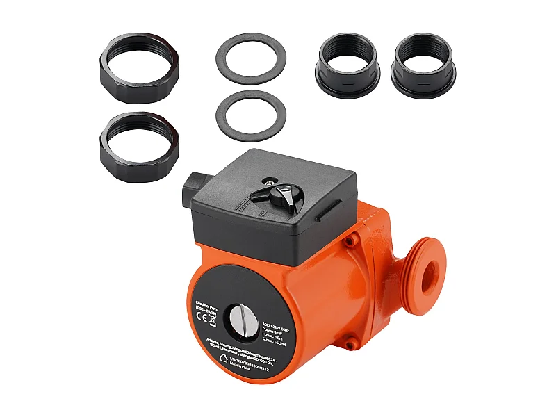 Circulatiepomp SucceBuy voor Warm Water, Hoogrendement Verwarmingspomp 55 L/min, Schroefdraadaansluiting, Instelling 3 Snelheden, Stille Werking