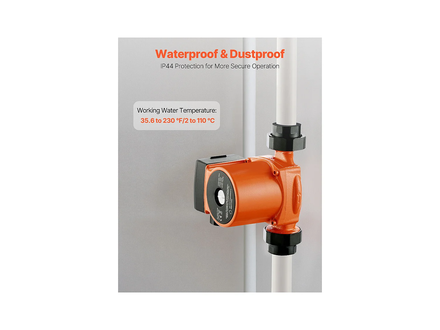 Circulatiepomp SucceBuy voor Warm Water, Hoogrendement Verwarmingspomp 55 L/min, Schroefdraadaansluiting, Instelling 3 Snelheden, Stille Werking