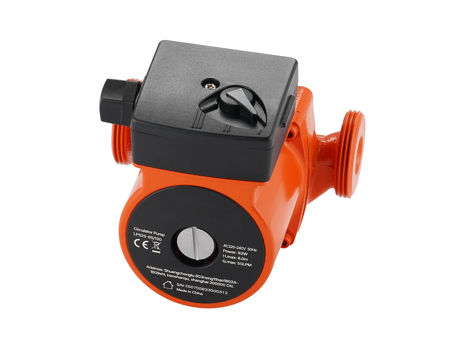 Circulatiepomp SucceBuy voor Warm Water, Hoogrendement Verwarmingspomp 55 L/min, Schroefdraadaansluiting, Instelling 3 Snelheden, Stille Werking