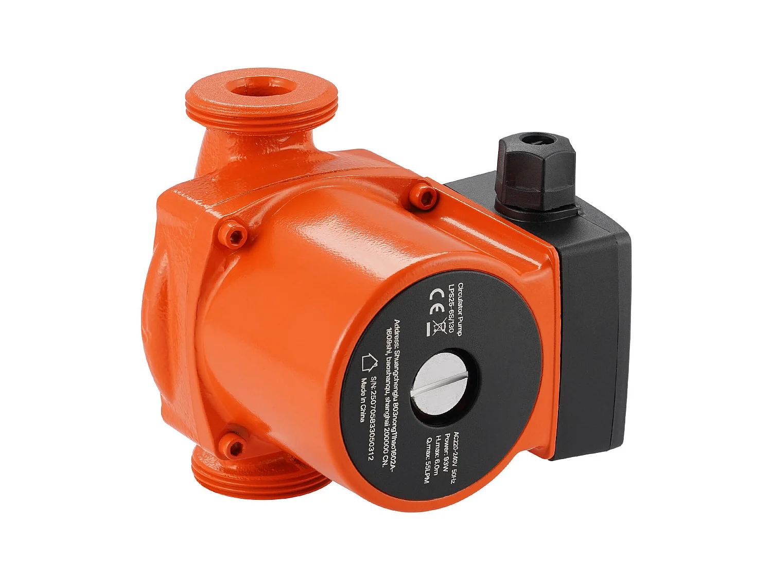 Circulatiepomp SucceBuy voor Warm Water, Hoogrendement Verwarmingspomp 55 L/min, Schroefdraadaansluiting, Instelling 3 Snelheden, Stille Werking