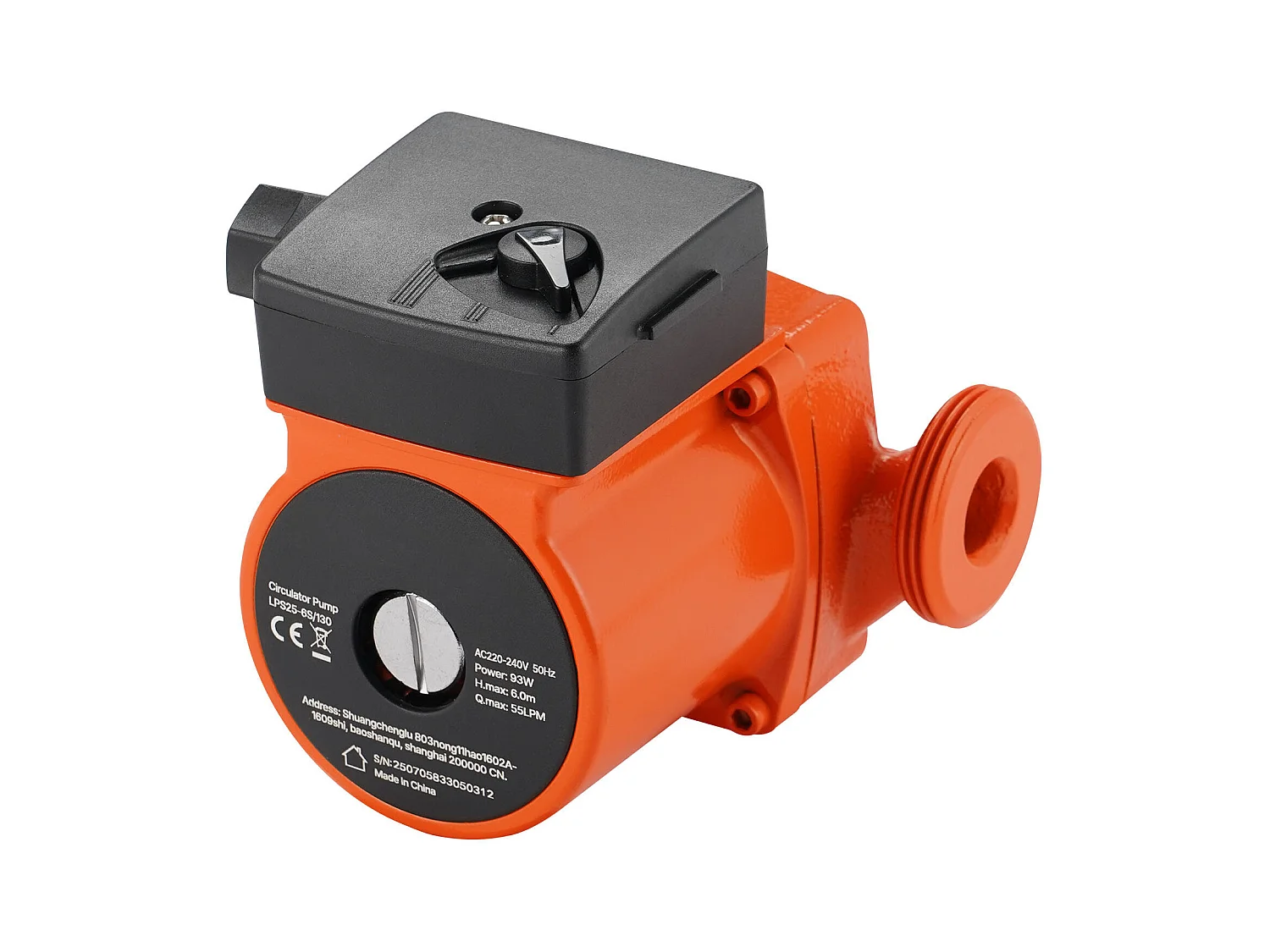 Circulatiepomp SucceBuy voor Warm Water, Hoogrendement Verwarmingspomp 55 L/min, Schroefdraadaansluiting, Instelling 3 Snelheden, Stille Werking