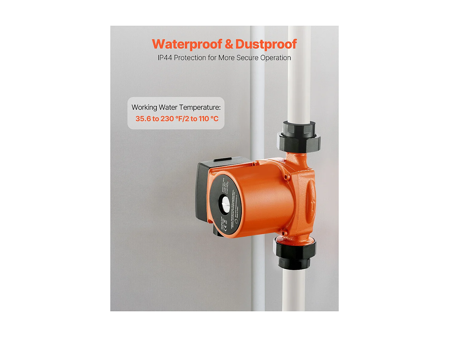 Umwälzpumpe SucceBuy für Heißwasser, Hocheffiziente Heizungspumpe 55 L/min, Gewindeanschluss, Einstellung 3 Geschwindigkeiten, Leiser Betrieb