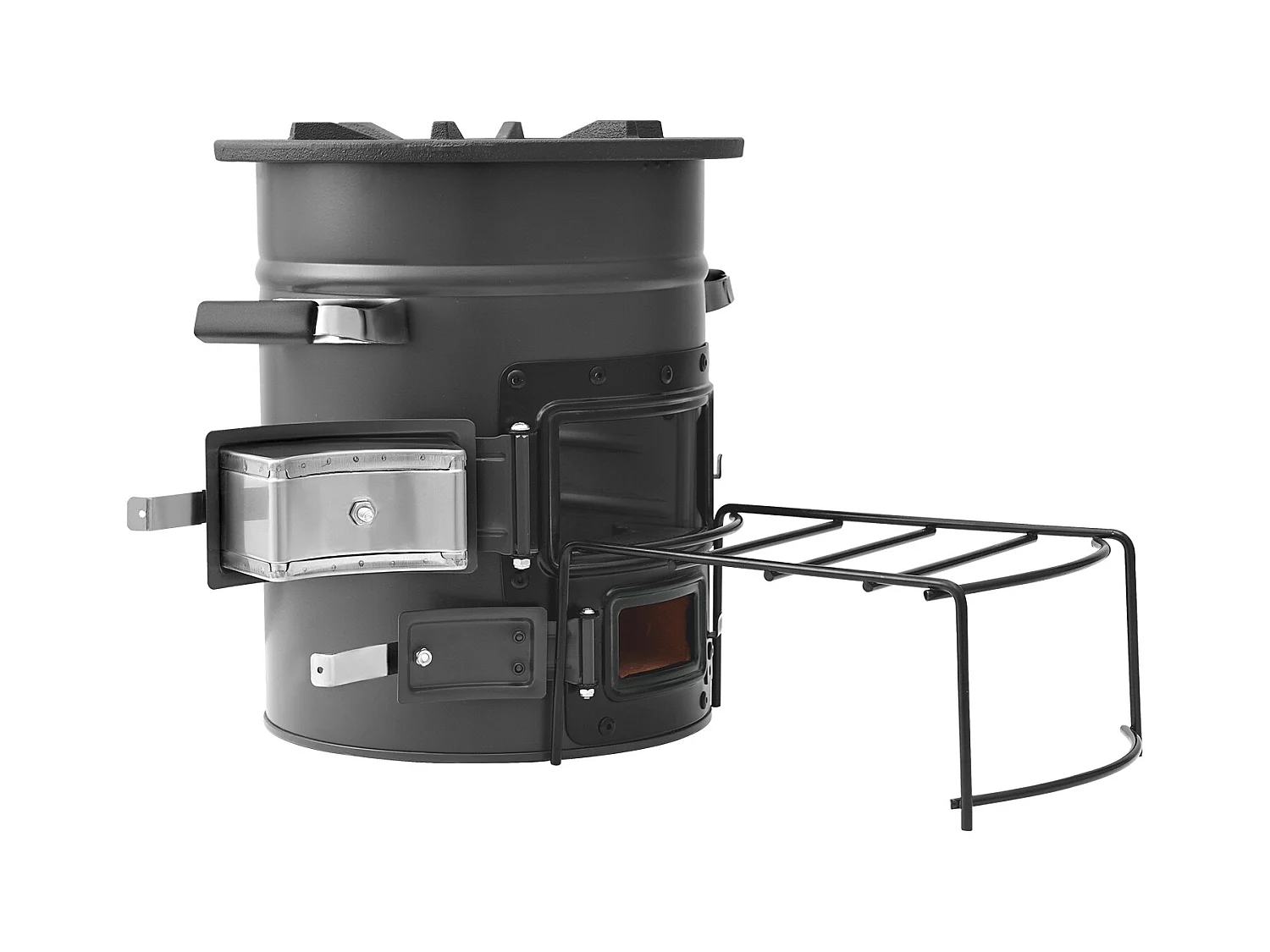 Fornello da Campeggio Rocket SucceBuy, Stufa a Legna Portatile in Acciaio SPCC, con Borsa da Trasporto, Doppia Porta, Fornello Razzo a Carbone per Cucina
