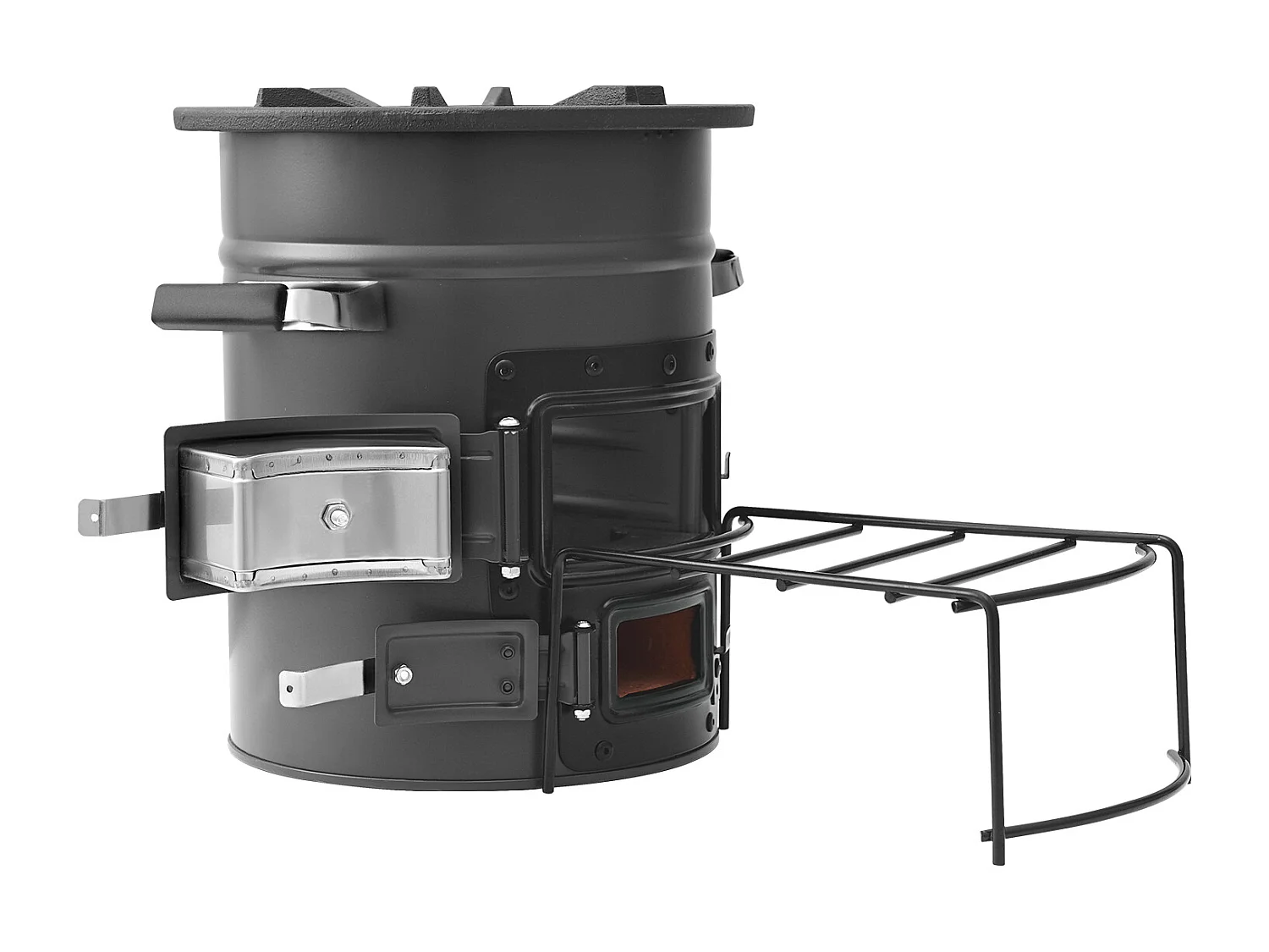 Fornello da Campeggio Rocket SucceBuy, Stufa a Legna Portatile in Acciaio SPCC, con Borsa da Trasporto, Doppia Porta, Fornello Razzo a Carbone per Cucina
