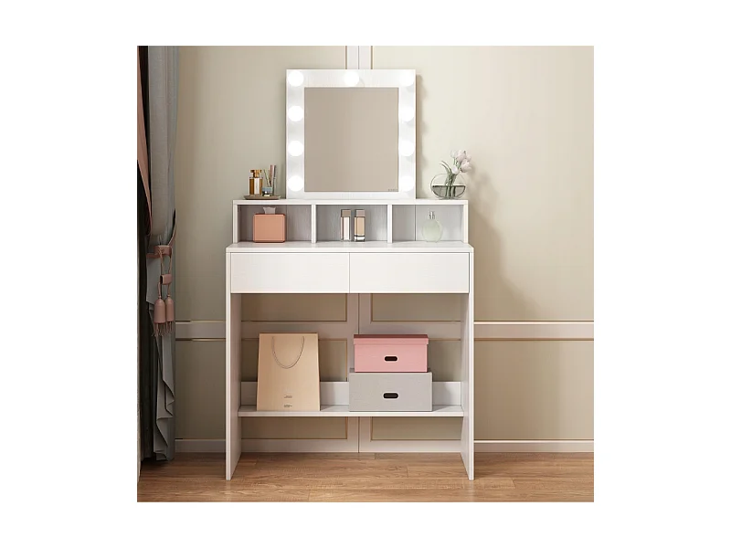 TOCADOR DE MAQUILLAJE CON ESPEJO LED MODERNO LOFT 80 CM