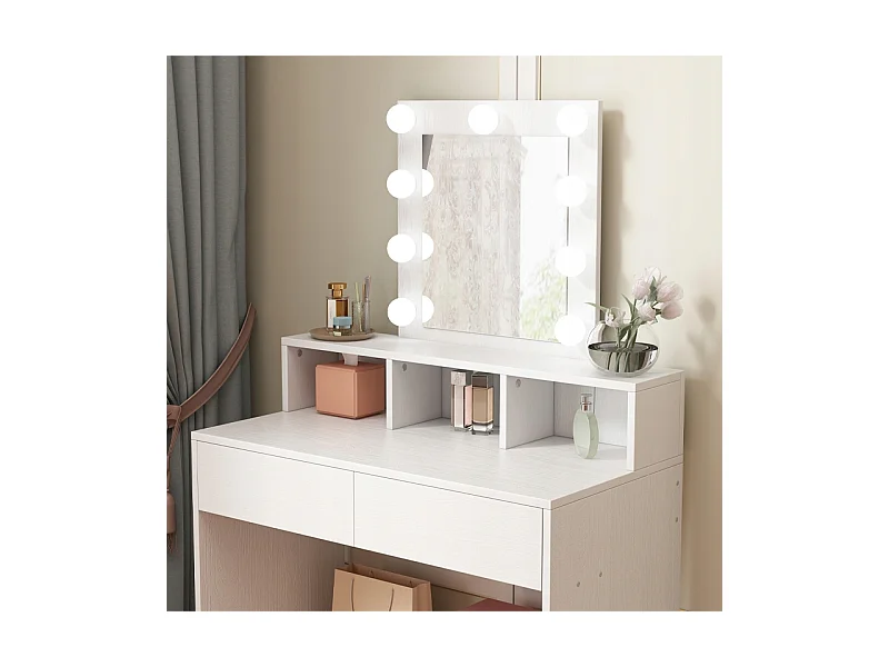 TOCADOR DE MAQUILLAJE CON ESPEJO LED MODERNO LOFT 80 CM