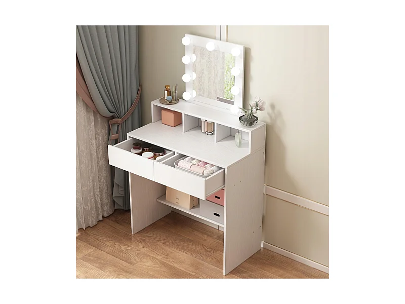 TOCADOR DE MAQUILLAJE CON ESPEJO LED MODERNO LOFT 80 CM