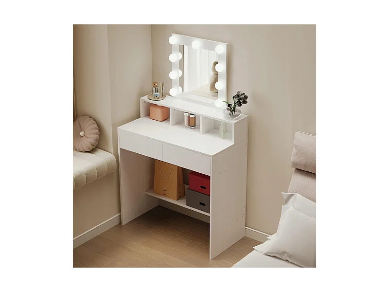 TOCADOR DE MAQUILLAJE CON ESPEJO LED MODERNO LOFT 80 CM