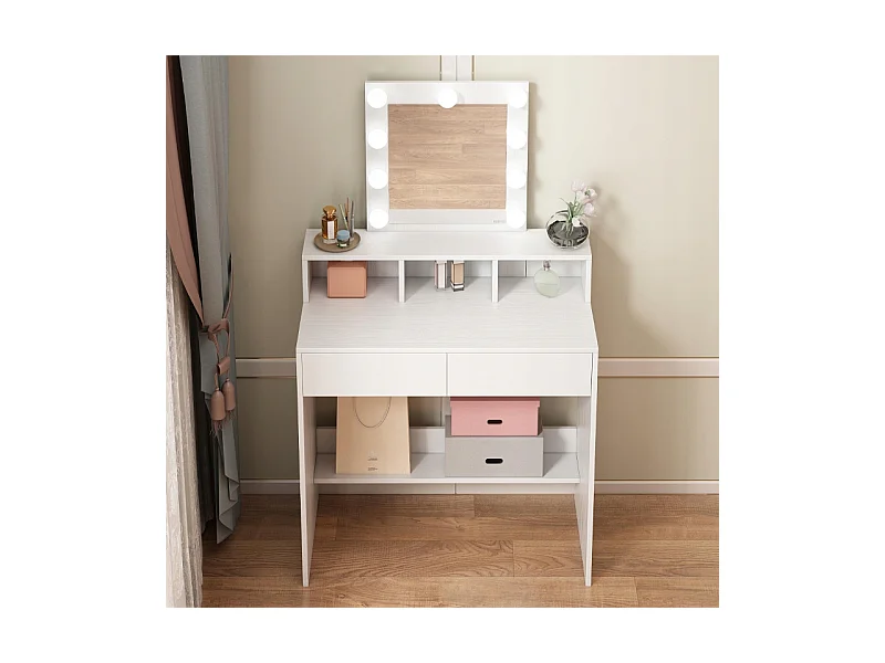 TOCADOR DE MAQUILLAJE CON ESPEJO LED MODERNO LOFT 80 CM