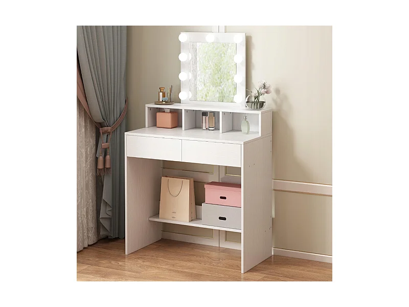 TOCADOR DE MAQUILLAJE CON ESPEJO LED MODERNO LOFT 80 CM