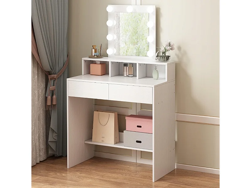 SCHMINKTISCH FÜR MAKE-UP UND KOSMETIK MIT LED-SPIEGEL MODERN LOFT 80 CM