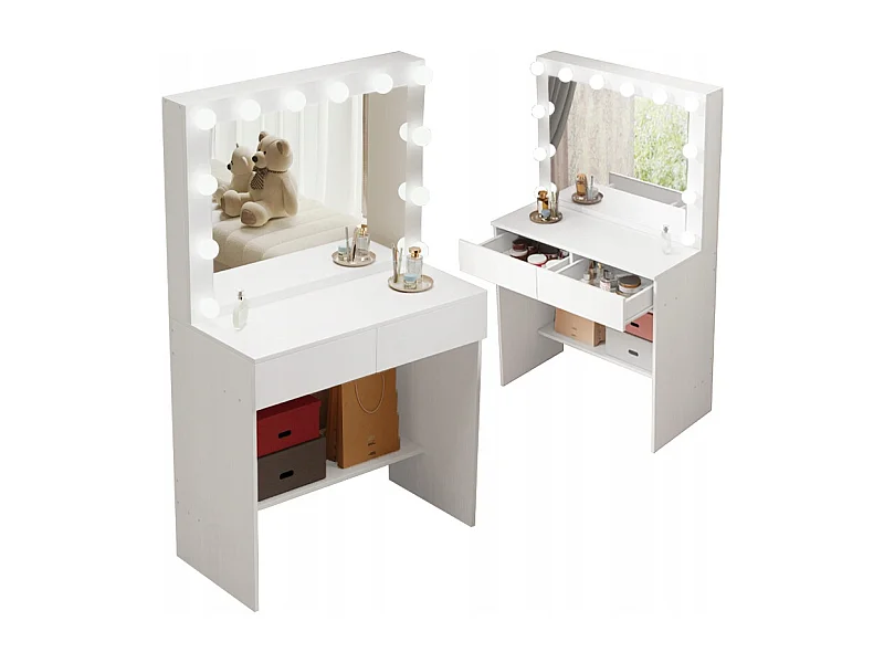 TOALETKA KOSMETYCZNA MAKIJAŻU WIZAŻU Z LUSTREM LED NOWOCZESNA GLAMOUR LOFT