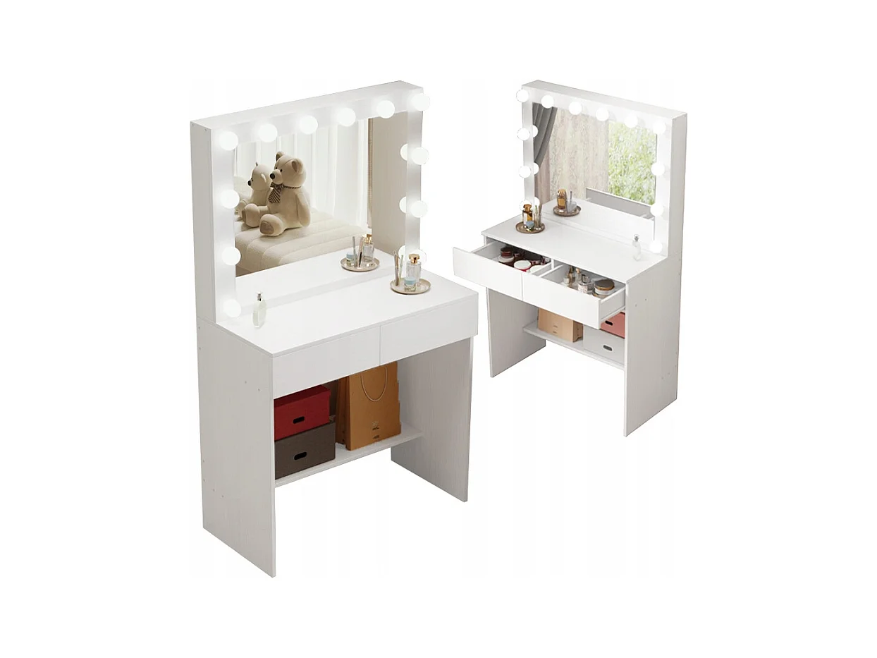 TOALETKA KOSMETYCZNA MAKIJAŻU WIZAŻU Z LUSTREM LED NOWOCZESNA GLAMOUR LOFT