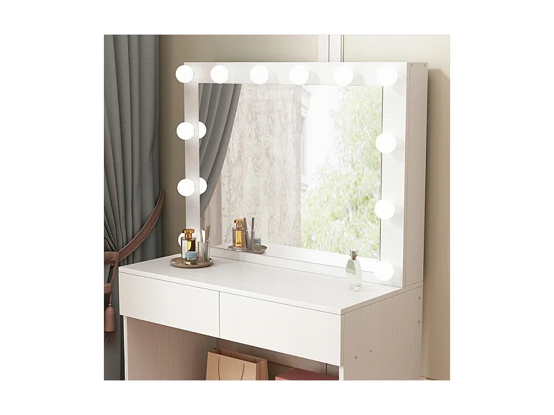 TOALETKA KOSMETYCZNA MAKIJAŻU WIZAŻU Z LUSTREM LED NOWOCZESNA GLAMOUR LOFT