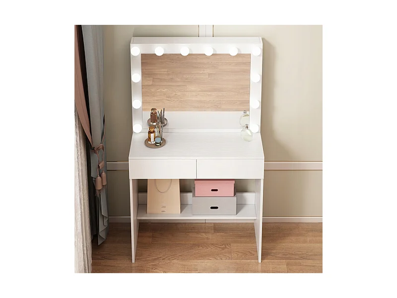 TOALETKA KOSMETYCZNA MAKIJAŻU WIZAŻU Z LUSTREM LED NOWOCZESNA GLAMOUR LOFT