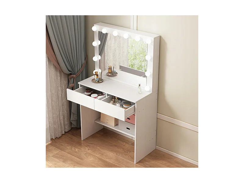 TOALETKA KOSMETYCZNA MAKIJAŻU WIZAŻU Z LUSTREM LED NOWOCZESNA GLAMOUR LOFT