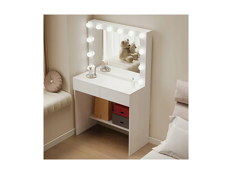 TOALETKA KOSMETYCZNA MAKIJAŻU WIZAŻU Z LUSTREM LED NOWOCZESNA GLAMOUR LOFT