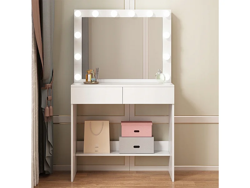 TOALETKA KOSMETYCZNA MAKIJAŻU WIZAŻU Z LUSTREM LED NOWOCZESNA GLAMOUR LOFT