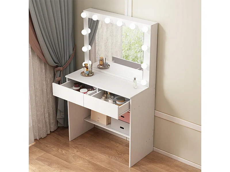 TOALETKA KOSMETYCZNA MAKIJAŻU WIZAŻU Z LUSTREM LED NOWOCZESNA GLAMOUR LOFT