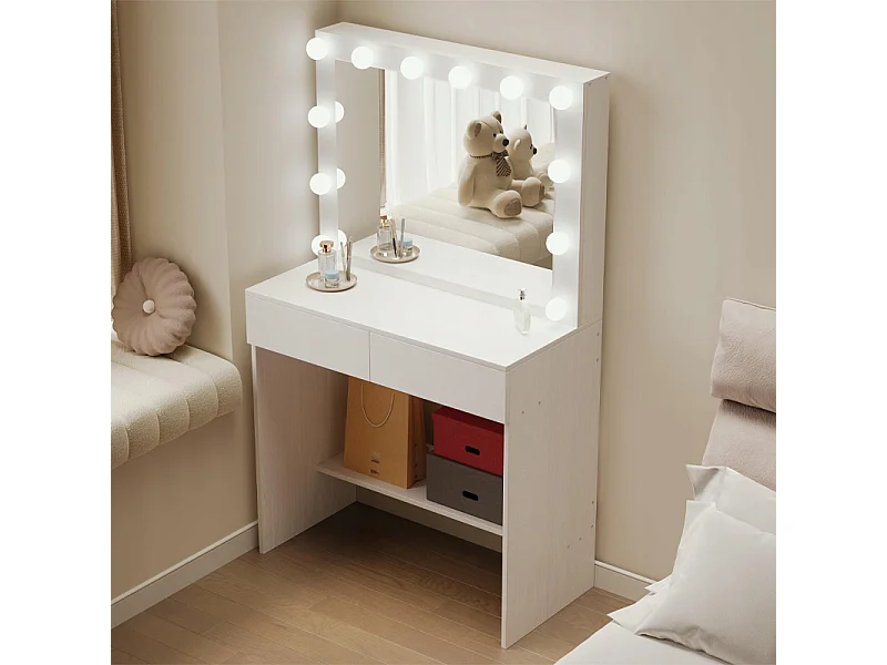 TOALETKA KOSMETYCZNA MAKIJAŻU WIZAŻU Z LUSTREM LED NOWOCZESNA GLAMOUR LOFT