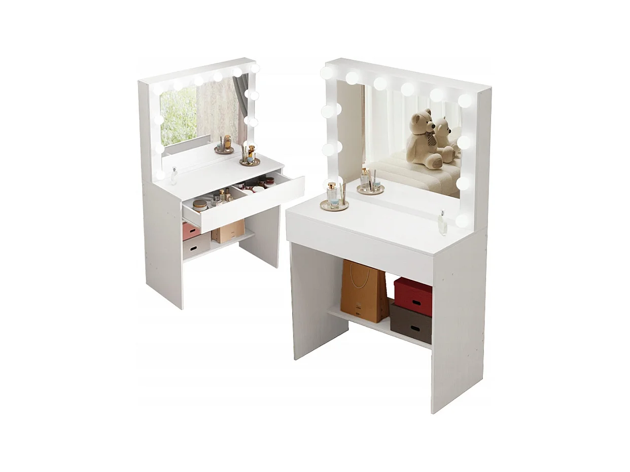 TOCADOR DE MAQUILLAJE CON ESPEJO LED MODERNO LOFT GLAMOUR