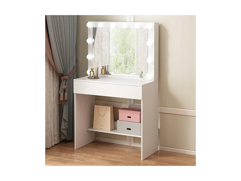 TOCADOR DE MAQUILLAJE CON ESPEJO LED MODERNO LOFT GLAMOUR