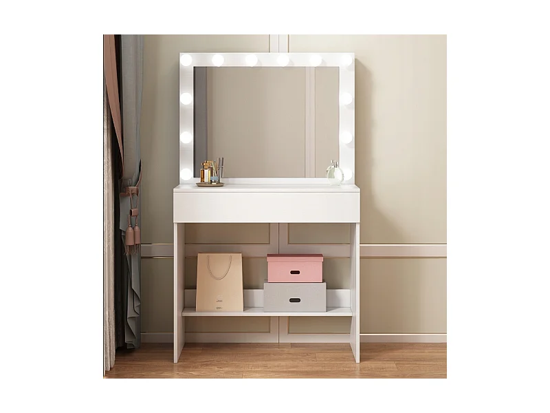 TOCADOR DE MAQUILLAJE CON ESPEJO LED MODERNO LOFT GLAMOUR