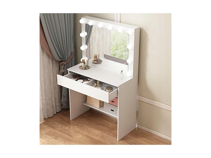 TOCADOR DE MAQUILLAJE CON ESPEJO LED MODERNO LOFT GLAMOUR