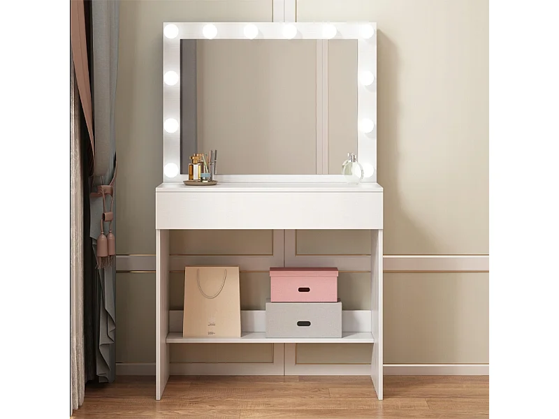 TOALETKA KOSMETYCZNA MAKIJAŻU WIZAŻU Z LUSTREM LED NOWOCZESNA LOFT GLAMOUR