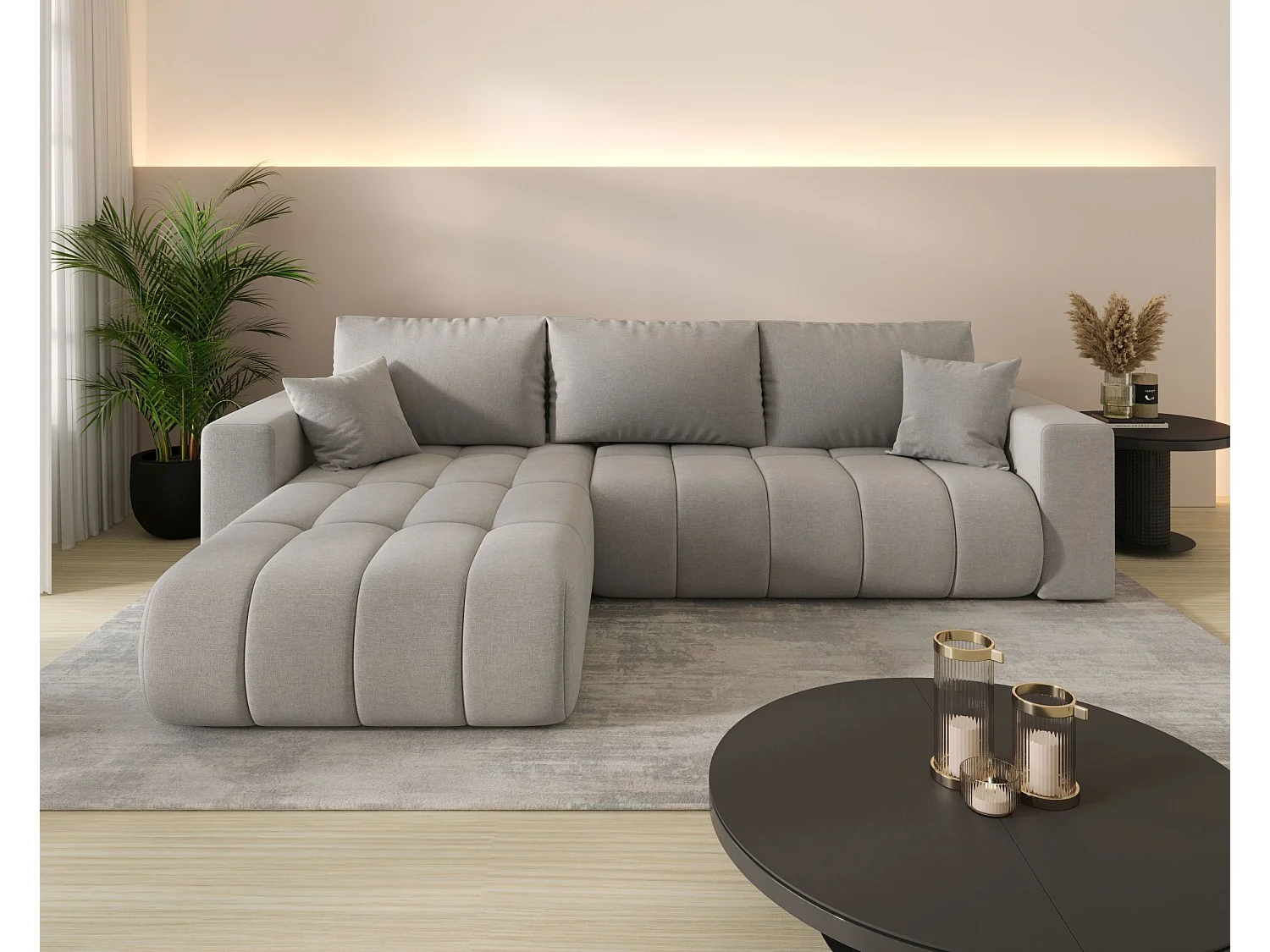 Canapé d’angle BEDANTE MILO PREMIUM L Wind 84 avec fonction de couchage côté gauche