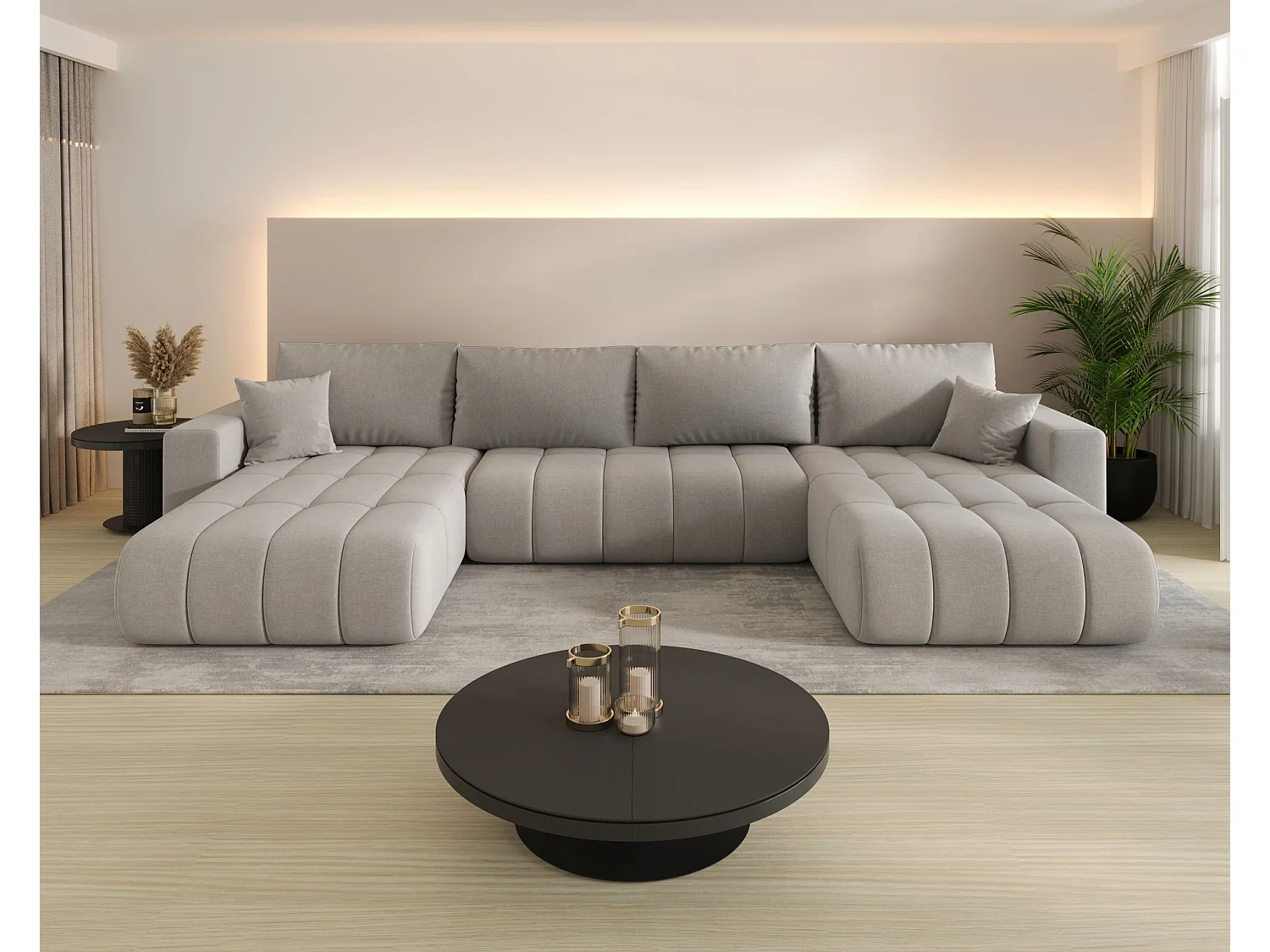 Canapé d’angle BEDANTE avec fonction de couchage MILO U PREMIUM Wind 11