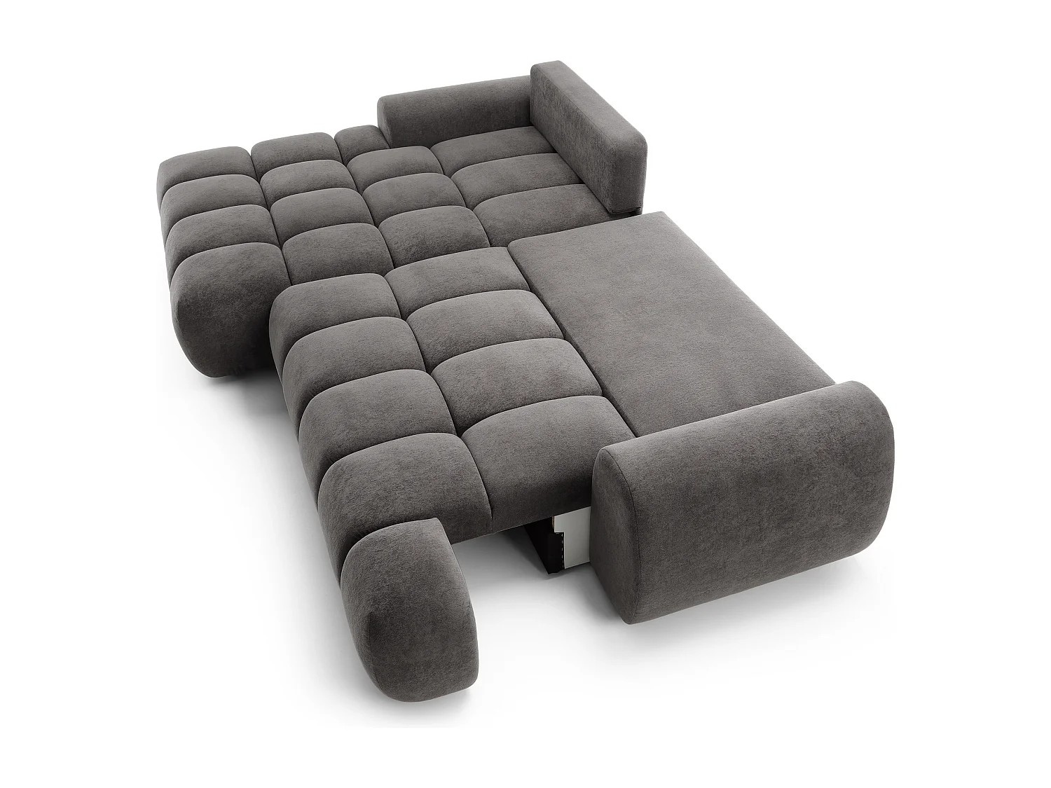 Emporius Valerio Ecksofa 280 cm - Schlafsofa mit Bettkasten, Links - Samt Dunkelgrau (Gobi 17)