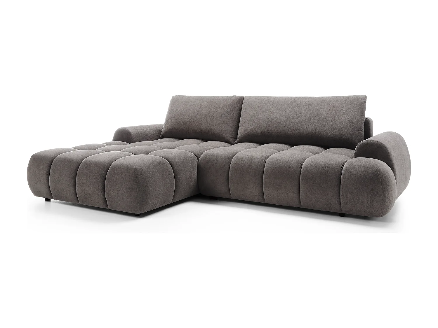 Emporius Valerio Canapé d'angle 280 cm - Canapé Convertible, Gauche - Velours Gris foncé (Gobi 17)