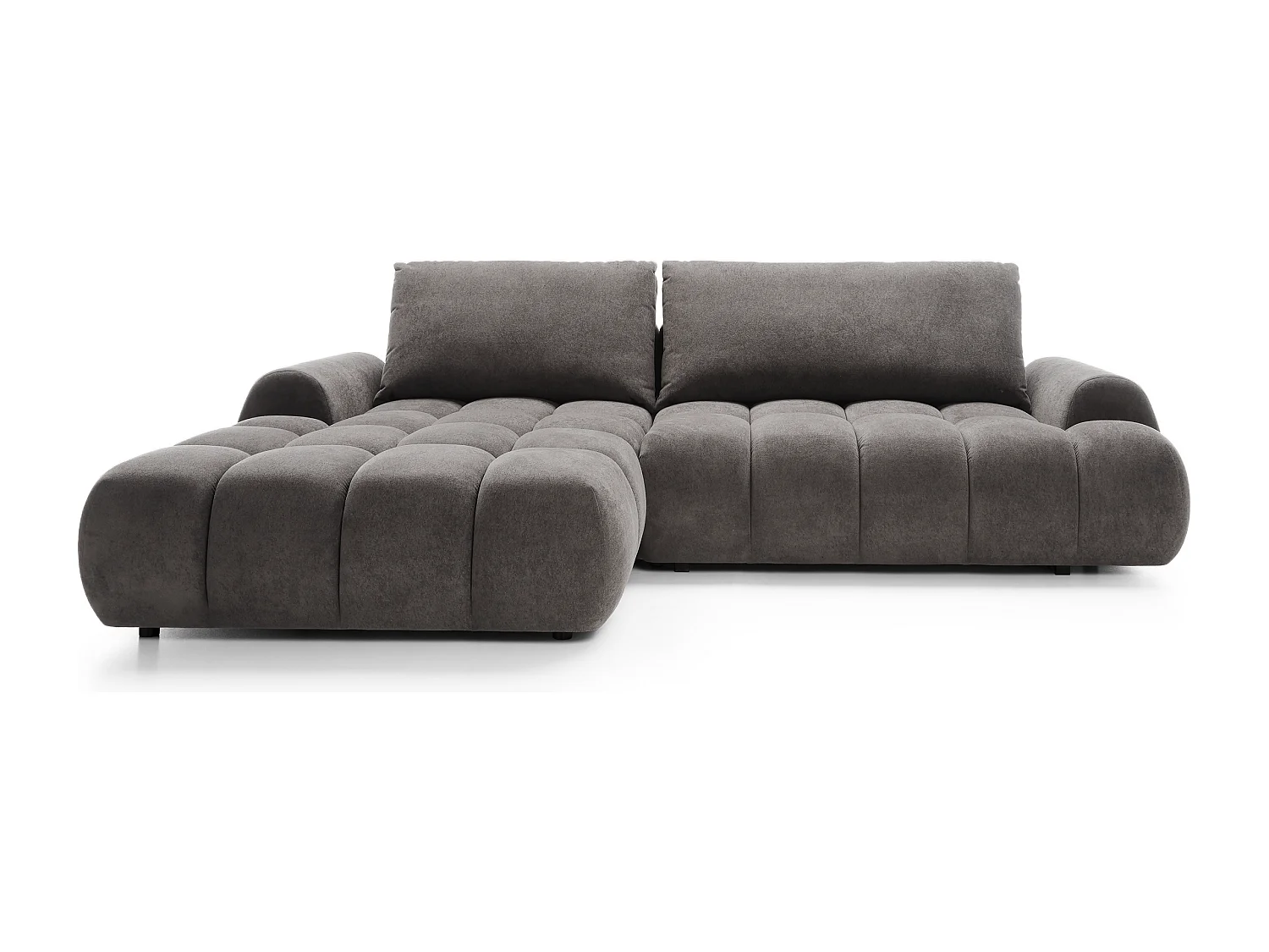 Emporius Valerio Ecksofa 280 cm - Schlafsofa mit Bettkasten, Links - Samt Dunkelgrau (Gobi 17)