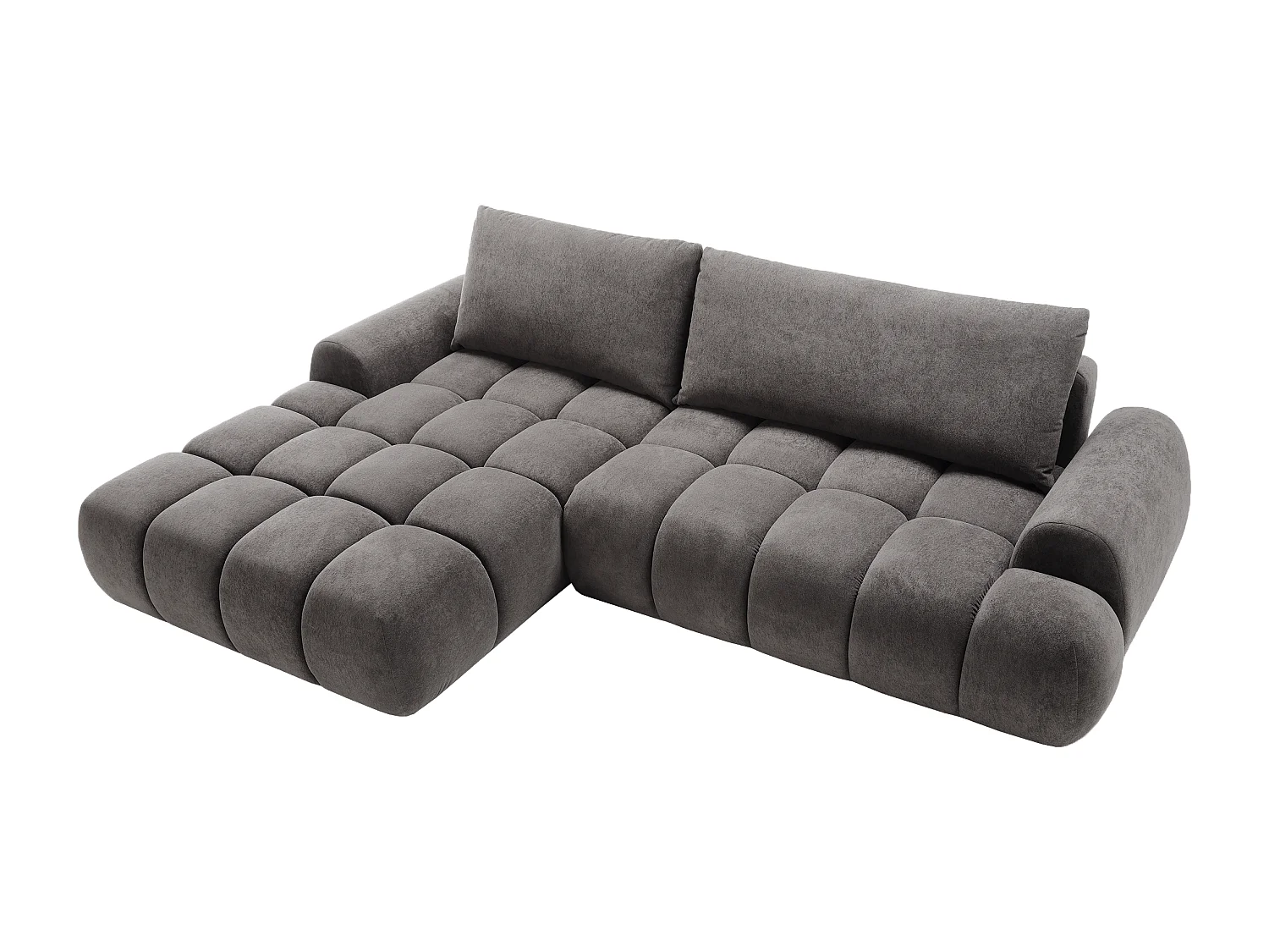 Emporius Valerio Ecksofa 280 cm - Schlafsofa mit Bettkasten, Links - Samt Dunkelgrau (Gobi 17)