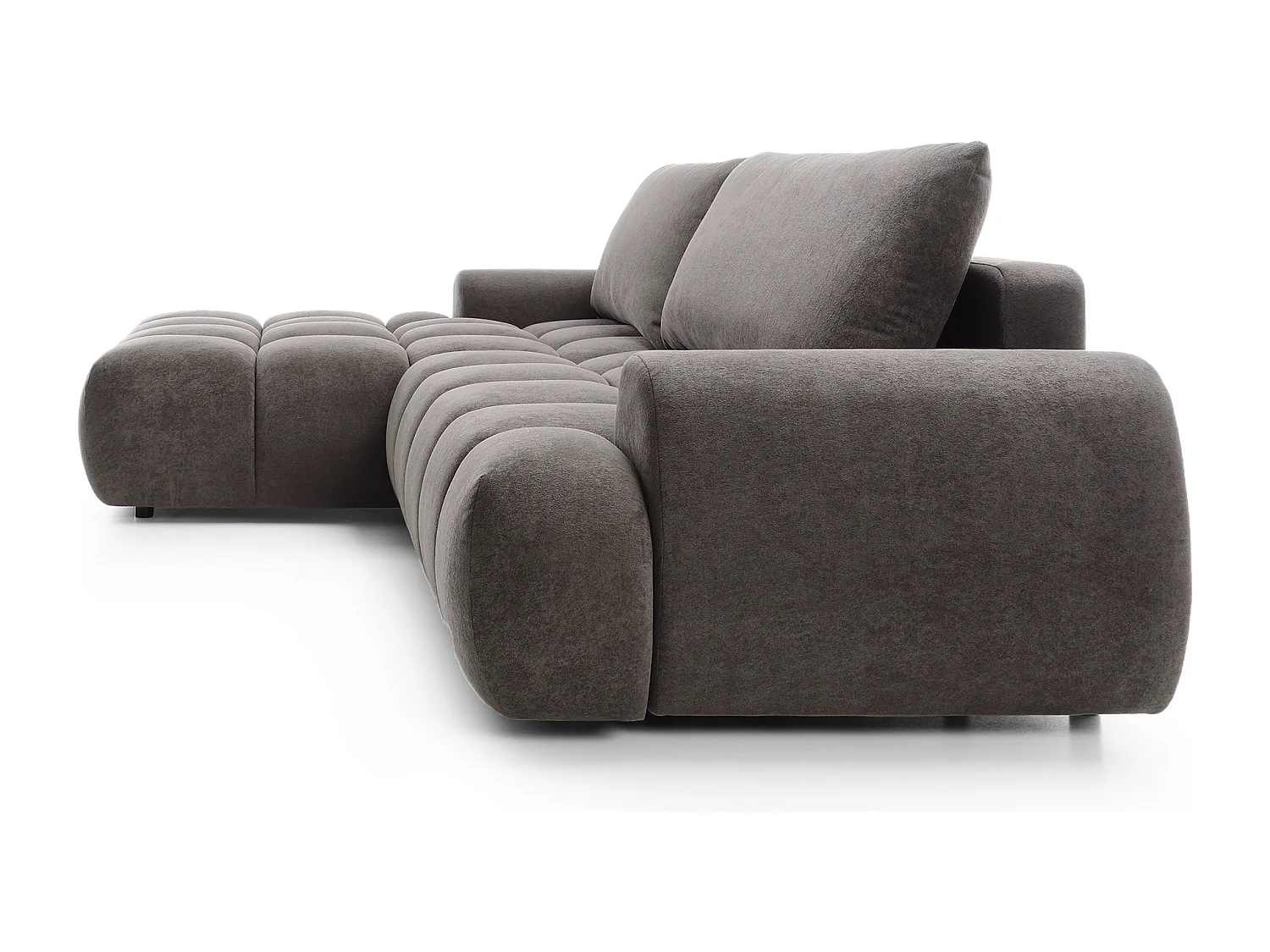 Emporius Valerio Ecksofa 280 cm - Schlafsofa mit Bettkasten, Links - Samt Dunkelgrau (Gobi 17)