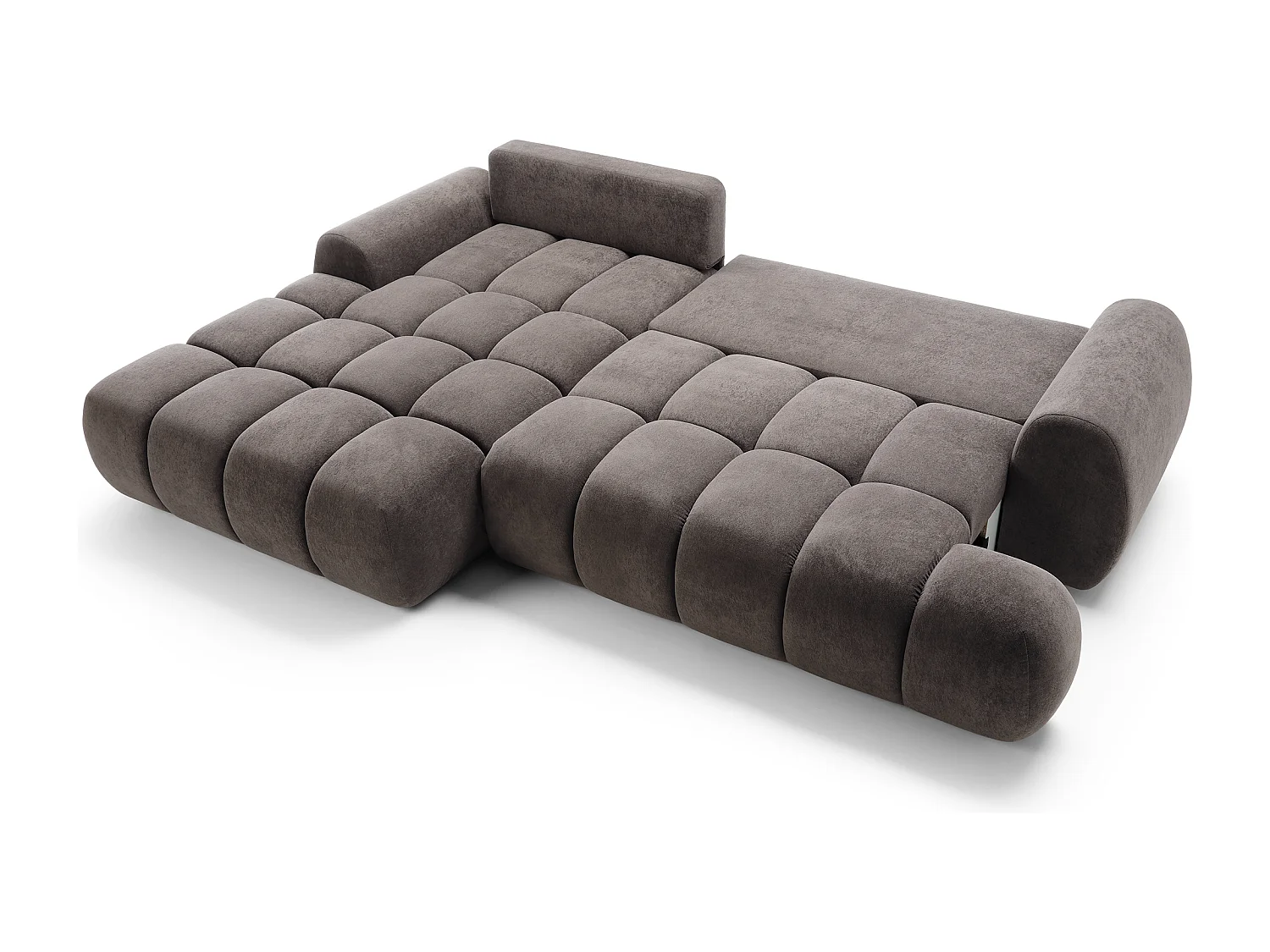 Emporius Valerio Ecksofa 280 cm - Schlafsofa mit Bettkasten, Links - Samt Dunkelgrau (Gobi 17)