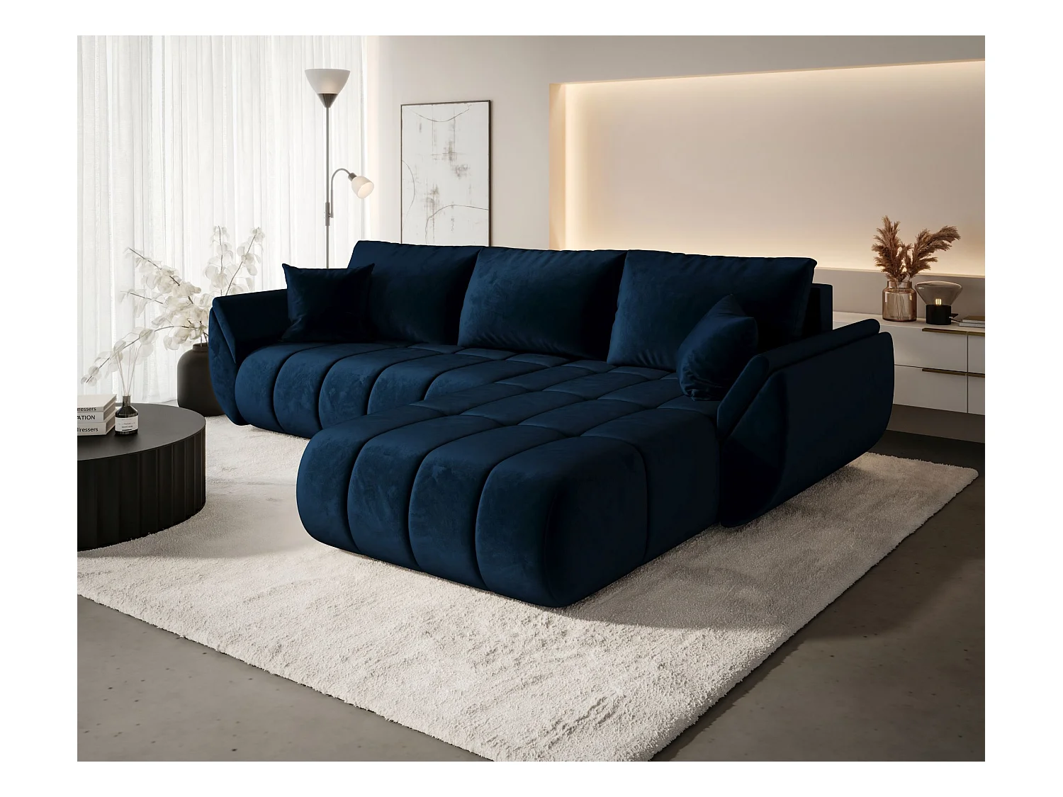 Canapé d’angle BEDANTE TOKYO PREMIUM L Monolith 77 avec fonction de couchage Côté droit