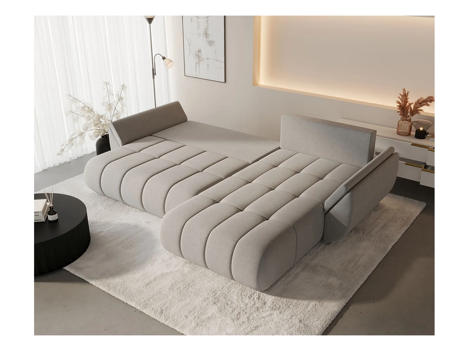 Canapé d’angle BEDANTE TOKYO PREMIUM L Monolith 77 avec fonction de couchage Côté droit