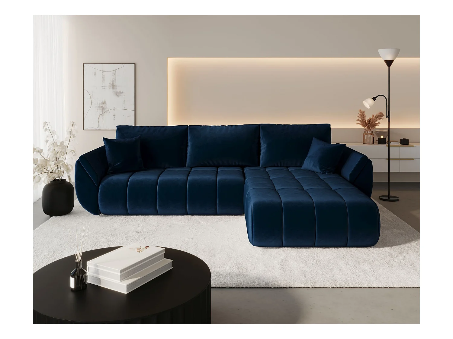 Canapé d’angle BEDANTE TOKYO PREMIUM L Monolith 77 avec fonction de couchage Côté droit