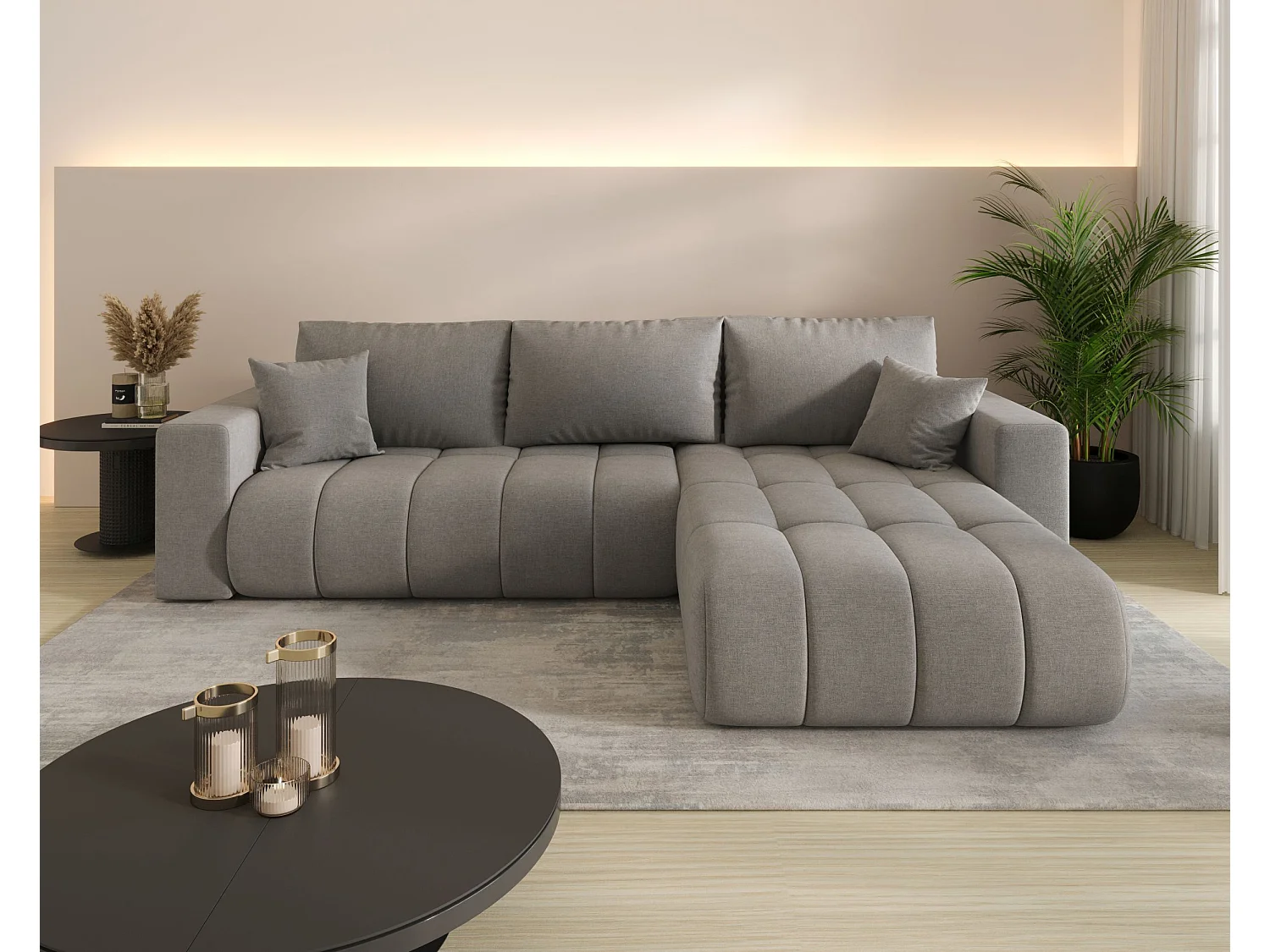 Canapé d’angle BEDANTE MILO PREMIUM L Wind 21 avec fonction de couchage côté droit