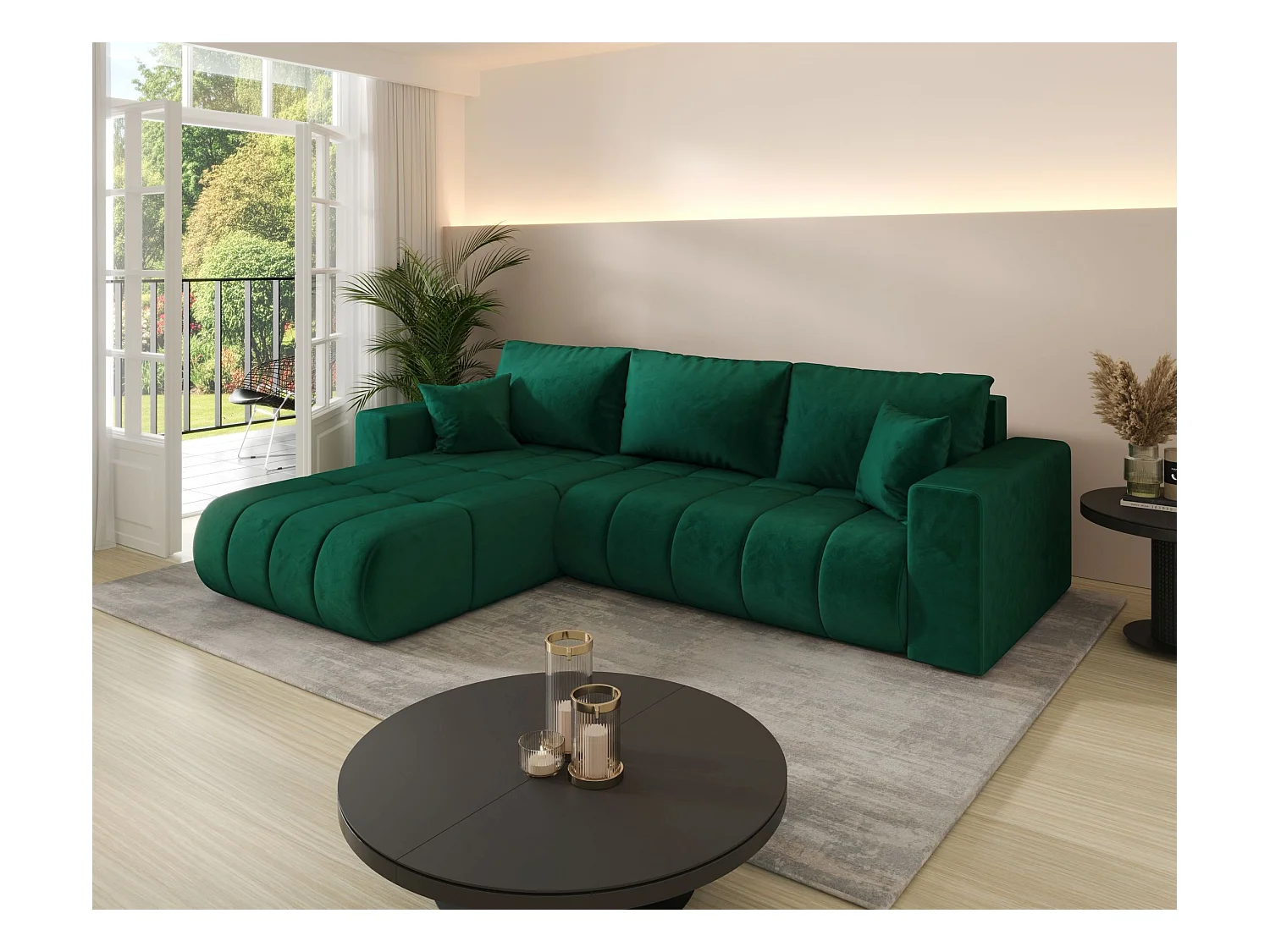 Canapé d’angle BEDANTE MILO PREMIUM L Monolith 37 avec fonction de couchage côté gauche