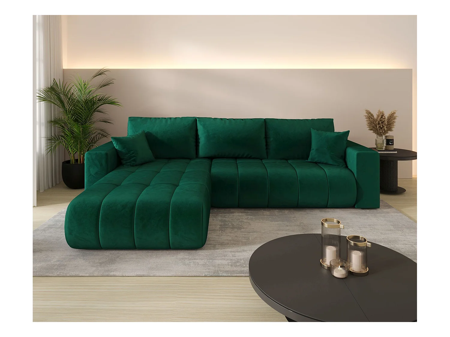 Canapé d’angle BEDANTE MILO PREMIUM L Monolith 37 avec fonction de couchage côté gauche