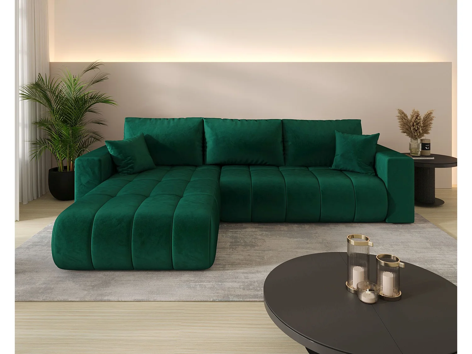 BEDANTE Hoekbank met slaapfunctie MILO PREMIUM L Monolith 37 Linkerkant